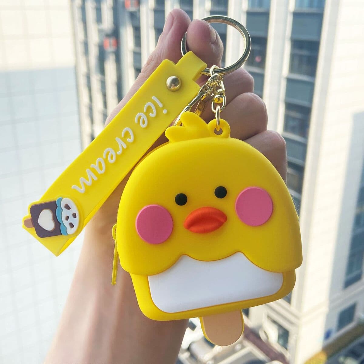 Силиконовый кошелек-брелок в виде утки для монет и ключей, подвеска для детского рюкзака, чехол для ключей, держатель для...