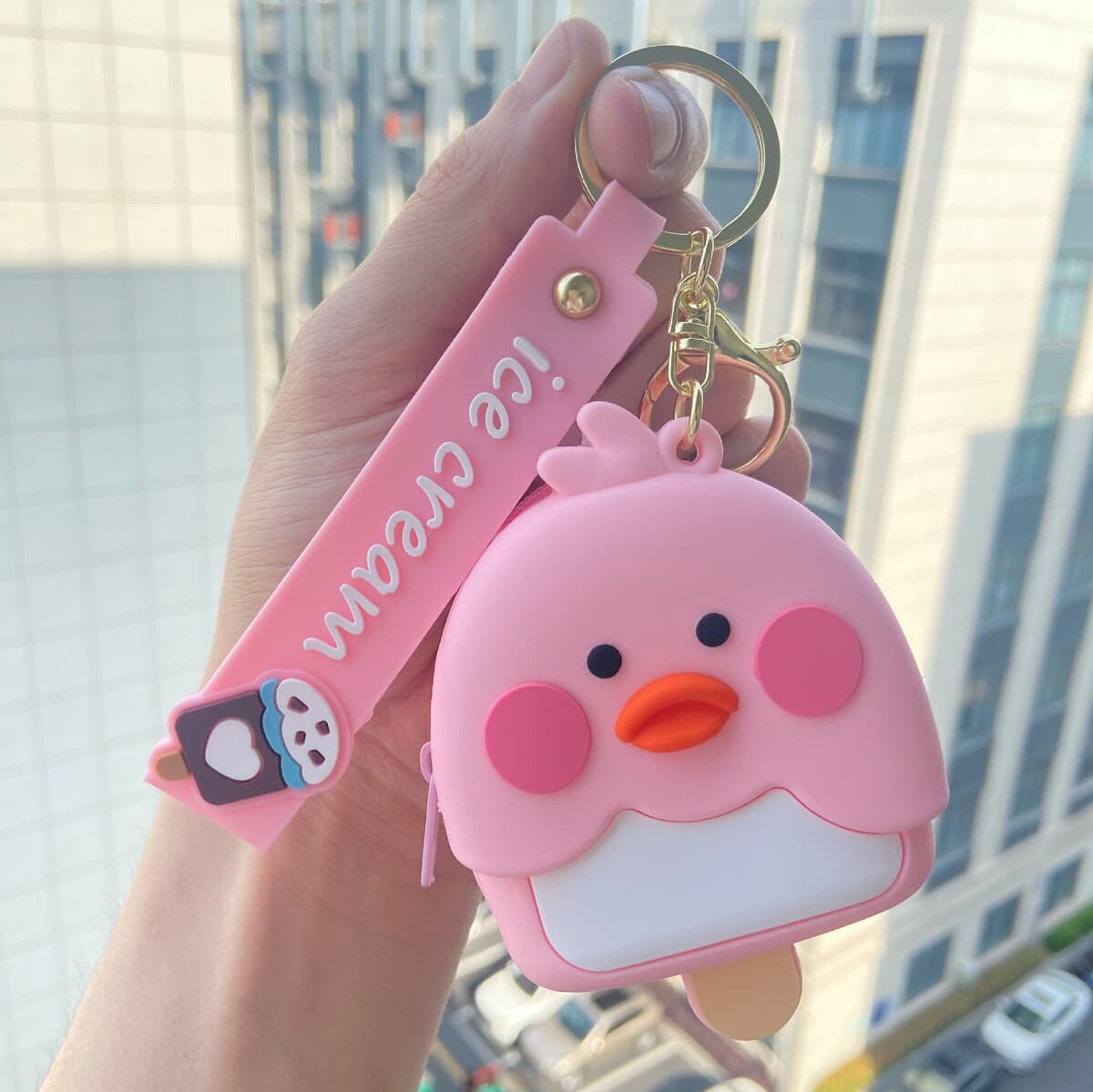 Силиконовый кошелек-брелок в виде утки для монет и ключей, подвеска для детского рюкзака, чехол для ключей, держатель для...