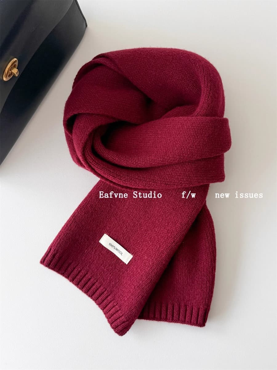 Корейский стиль, новый универсальный однотонный шарф из 100% чистой шерсти, женский осенне-зимний теплый вязаный шарф,...
