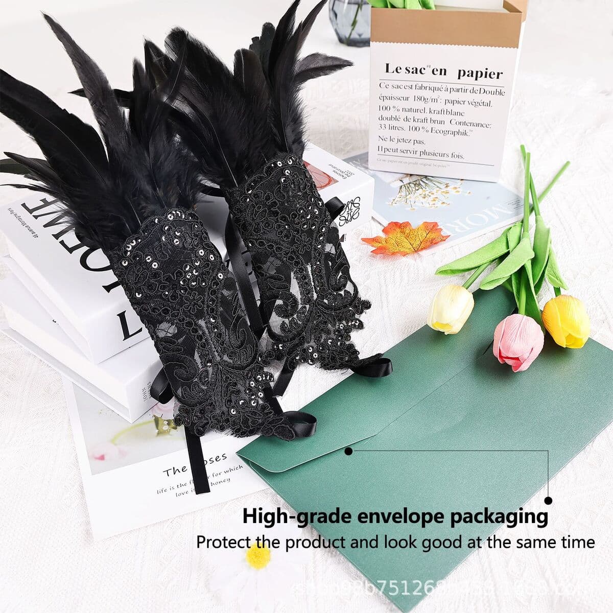 Хиты продаж: черные кружевные аксессуары для вечерних мероприятий, выпускных балов и Хэллоуина — перчатки без пальцев с...