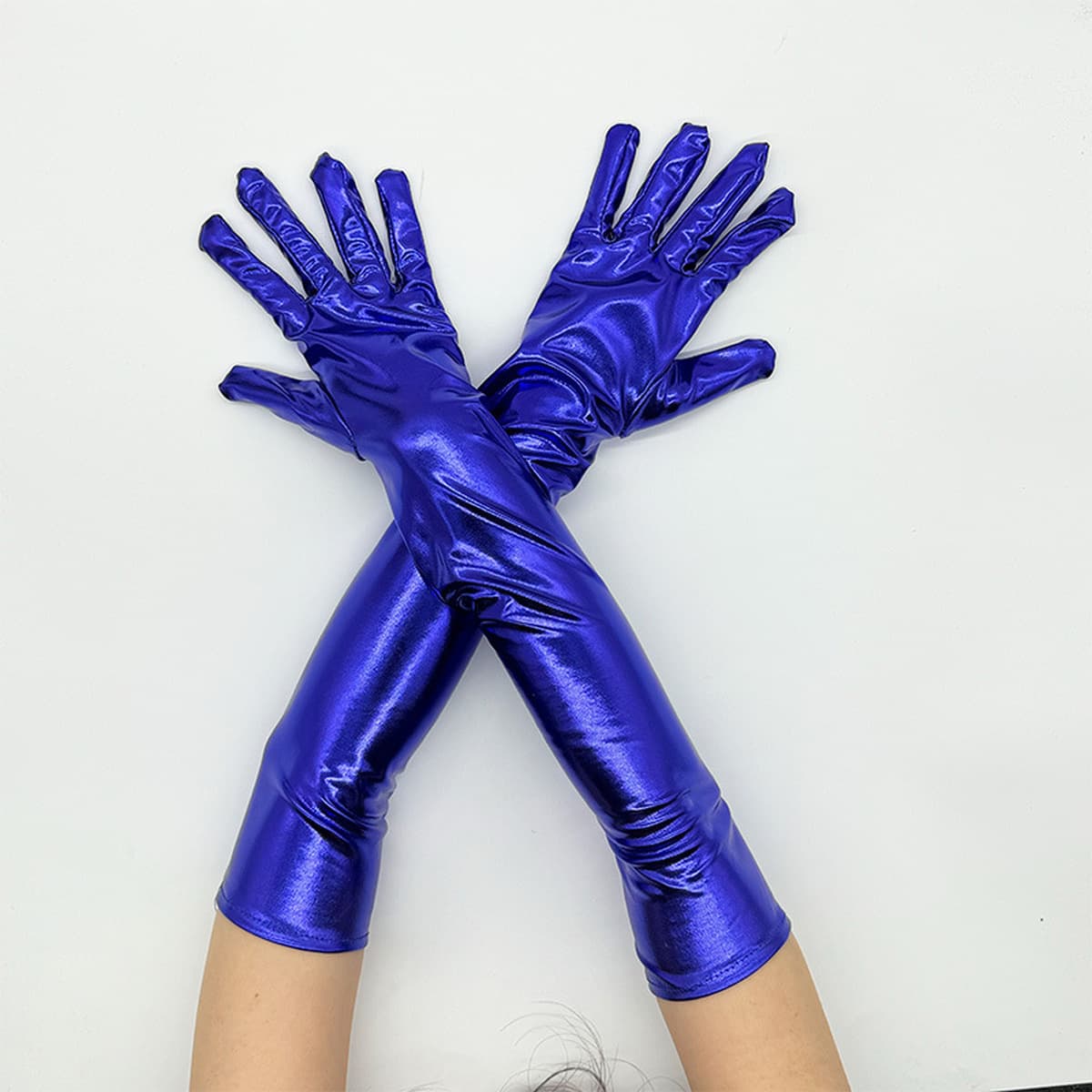 Серебряные перчатки для танцев на шесте с покрытием из лакированной кожи Аксессуары для костюмов на Хэллоуин Приталенные...