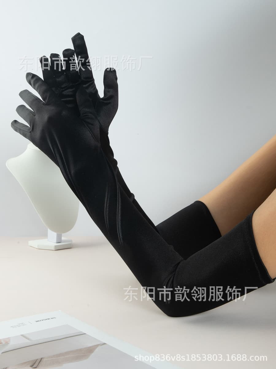 Атласные перчатки удлиненное платье атласные перчатки с крючком для пальцев Свадебные выступления Бальные перчатки...