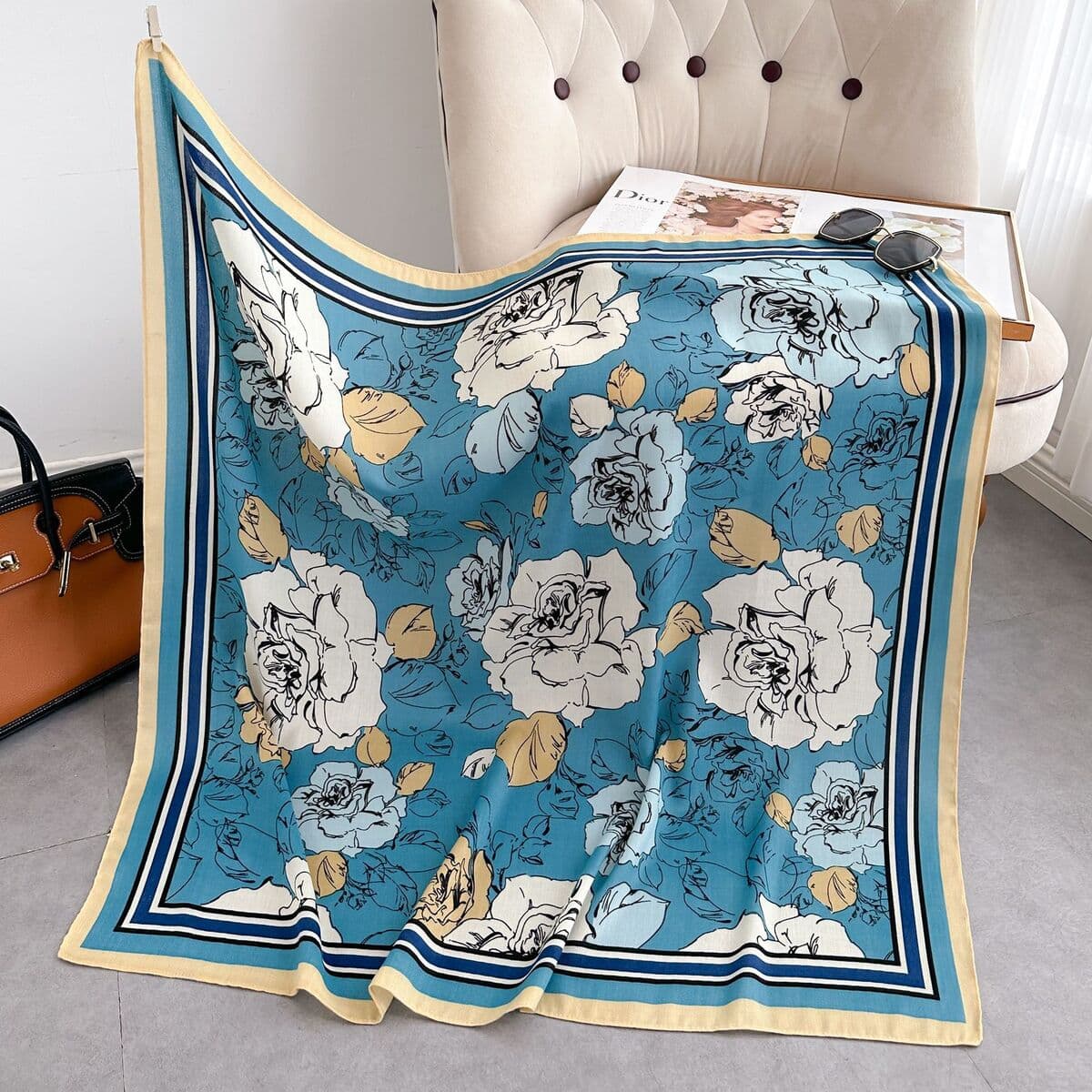 Анти-бархатный хлопчатобумажный принт модный дикий 90 квадратный шарф многофункциональный шарф с рубашкой модный шарф галстук