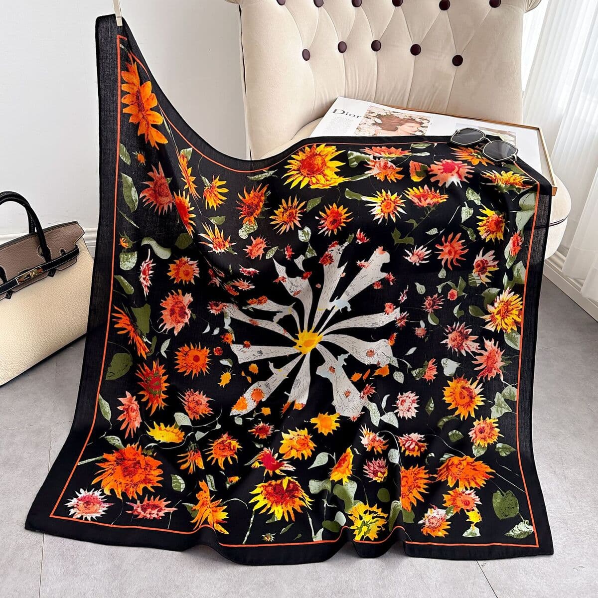 Анти-бархатный хлопчатобумажный принт модный дикий 90 квадратный шарф многофункциональный шарф с рубашкой модный шарф галстук