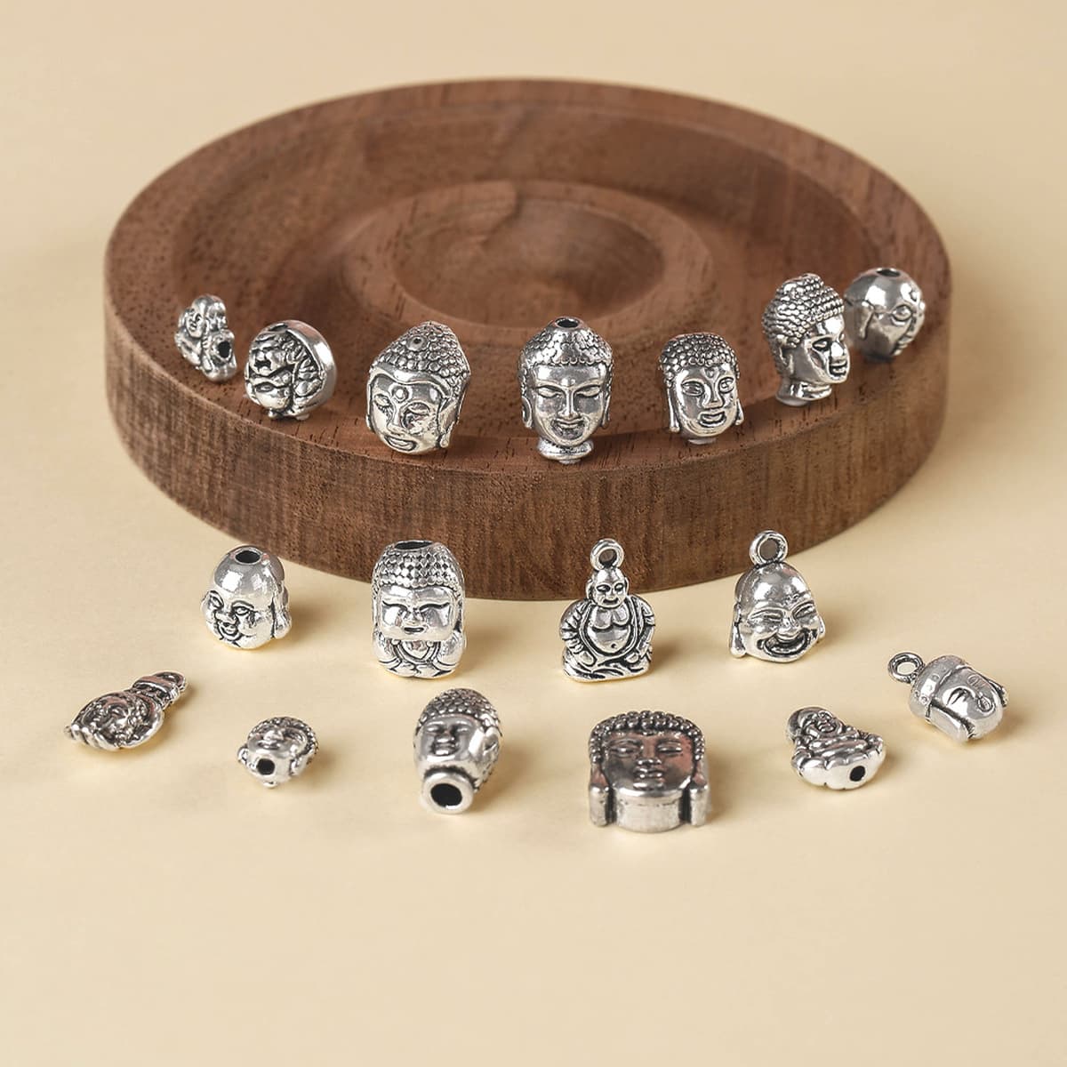 Оригинальный религиозный ретро сплав браслет с головой Будды аксессуары из бусин DIY голова Майтрейи маленький кулон Будды...