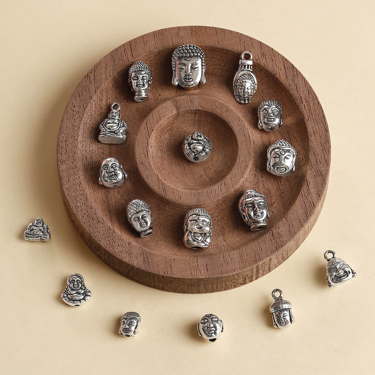 Оригинальный религиозный ретро сплав браслет с головой Будды аксессуары из бусин DIY голова Майтрейи маленький кулон Будды...