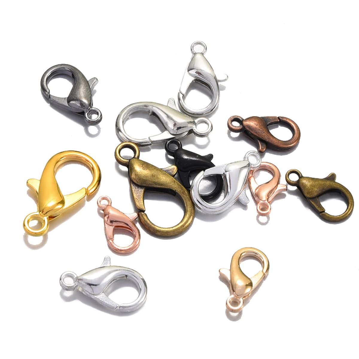 Цветоустойчивая гальванизированная застежка-карабин из цинкового сплава для ювелирных изделий, фурнитура для рукоделия,...