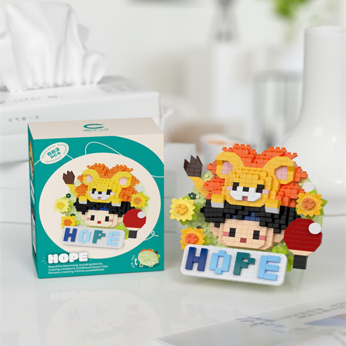 Совместимость с Lego Bar Bar Band Band Band Детская развивающая игрушка Лев Акула Ша Голова Оперная кукла слепая коробка