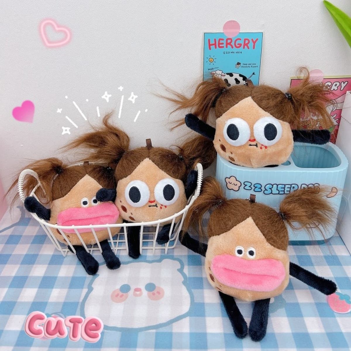 Взрывная сеть красная жареная картошка кукла кукла маленькая колбаса брелок плюшевая кукла игрушка школьный портфель