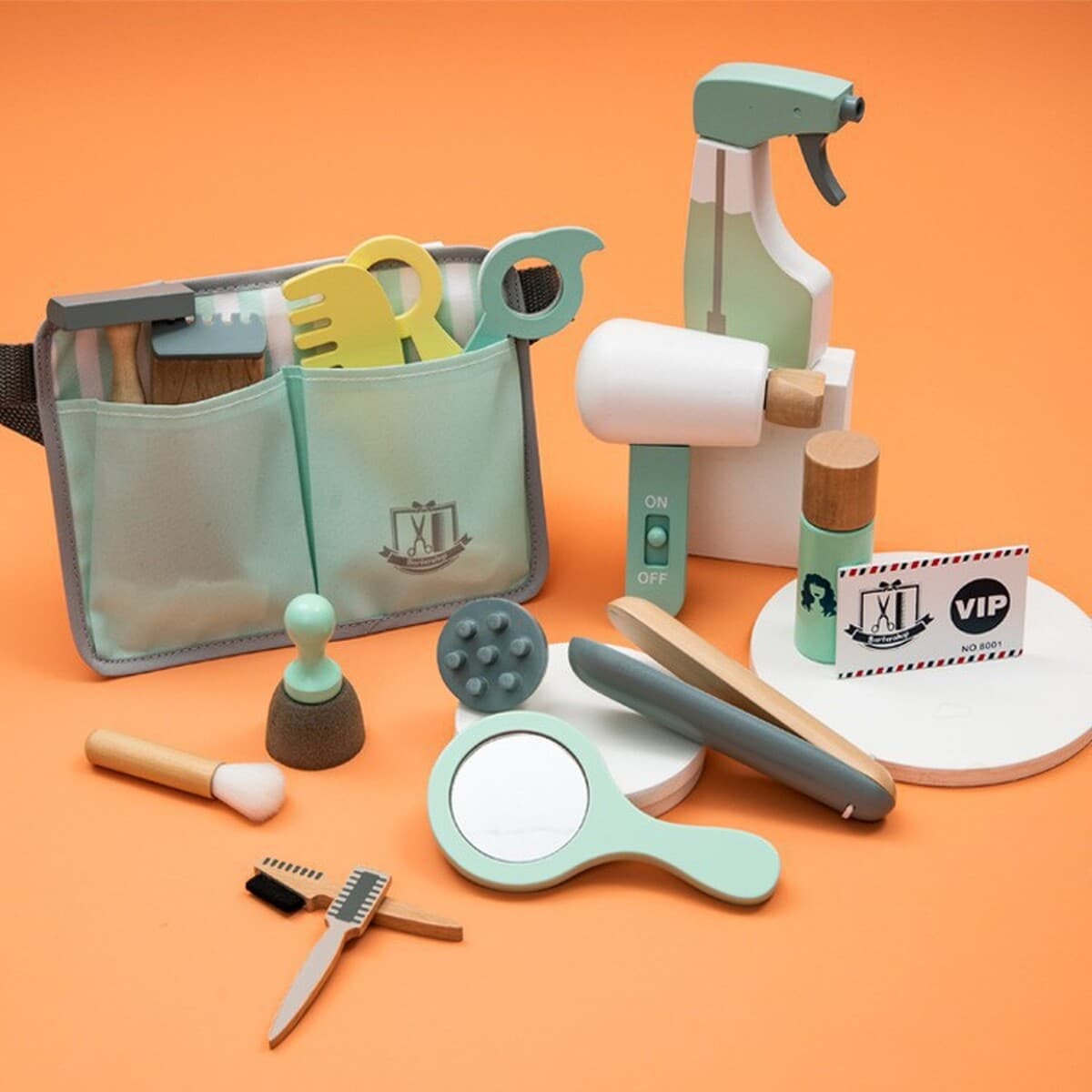 Деревянный детский игровой туалетный столик с косметикой для девочек, набор для ролевых игр, мини-комод для хранения...