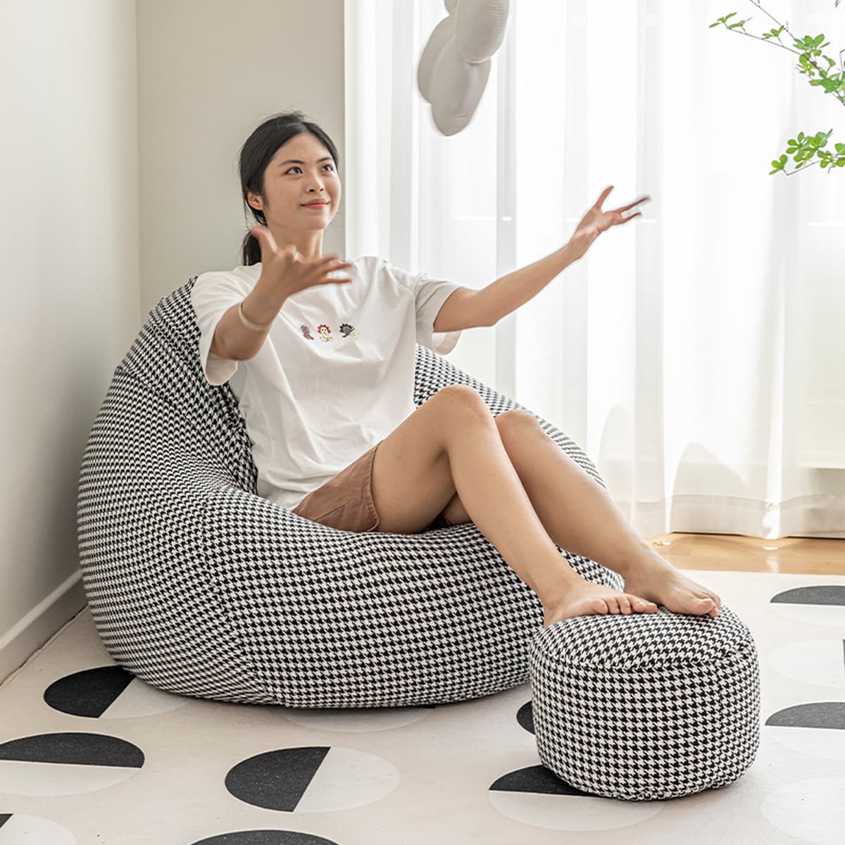 Обработка Индивидуальный Ленивый Диван Ласка Мешок Фасоли Диван Гостиная Балкон Отдых Реклайнер Ткань Диван