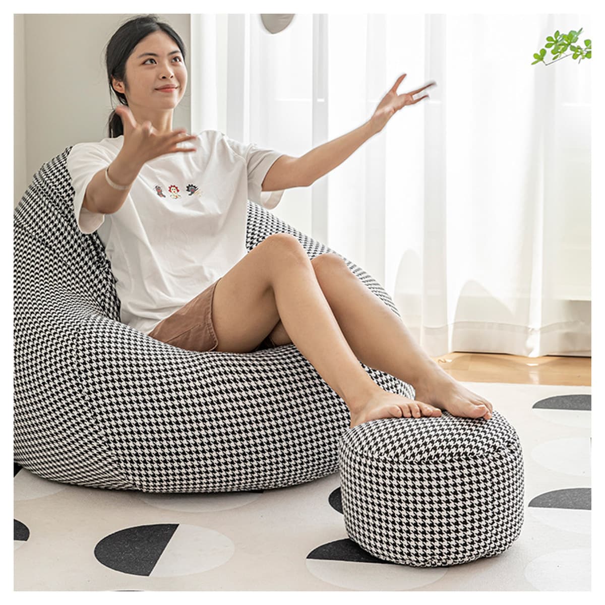 Обработка Индивидуальный Ленивый Диван Ласка Мешок Фасоли Диван Гостиная Балкон Отдых Реклайнер Ткань Диван