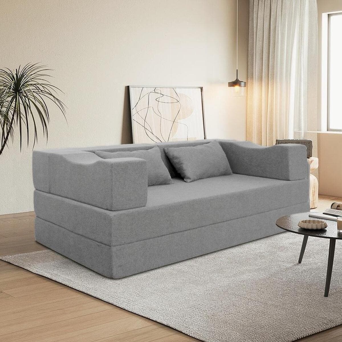 Складной бескаркасный диван-кровать Amazon в стиле минимализма для гостиной и спальни, тканевый, с губчатым наполнителем,...