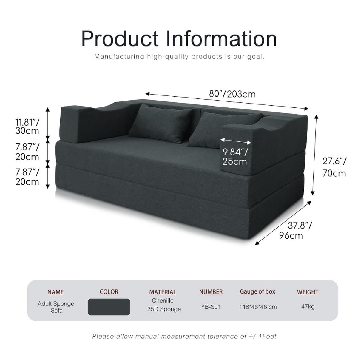 Складной бескаркасный диван-кровать Amazon в стиле минимализма для гостиной и спальни, тканевый, с губчатым наполнителем,...