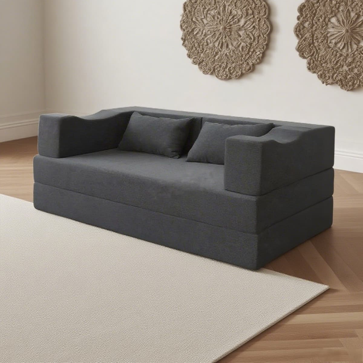 Складной бескаркасный диван-кровать Amazon в стиле минимализма для гостиной и спальни, тканевый, с губчатым наполнителем,...