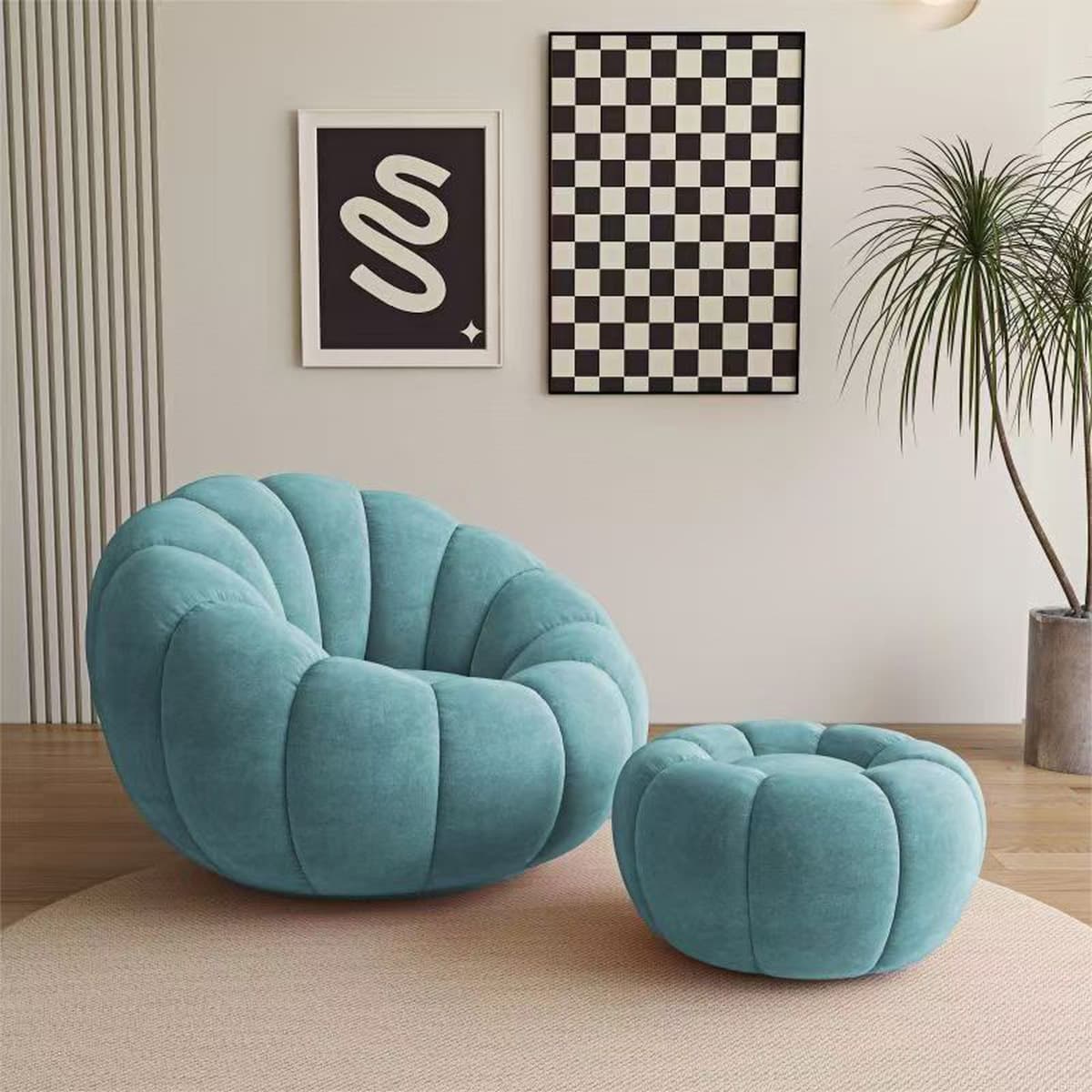 Ленивый диван тыква лепестки изогнутый один диван кремовый ветер может вращаться в спальне маленький диван балкон кресло для...