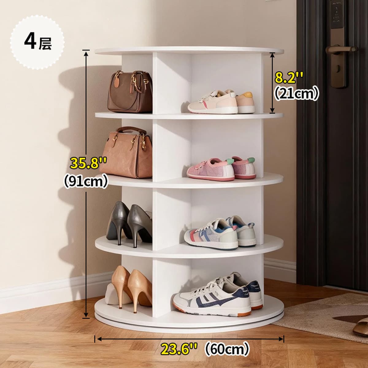 Вращающаяся полка для обуви от пола до потолка для торгового центра Многослойная простая сумка для показа сумки 360 градусов...