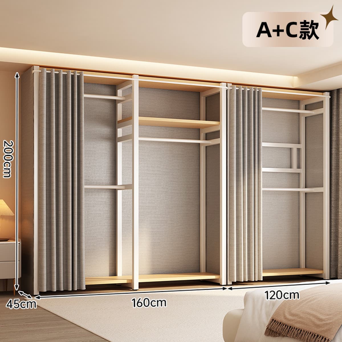 Открытый шкаф для дома, спальни, металлический каркас, гардеробная, стальной шкаф, новая горячая модель 2025 года для...