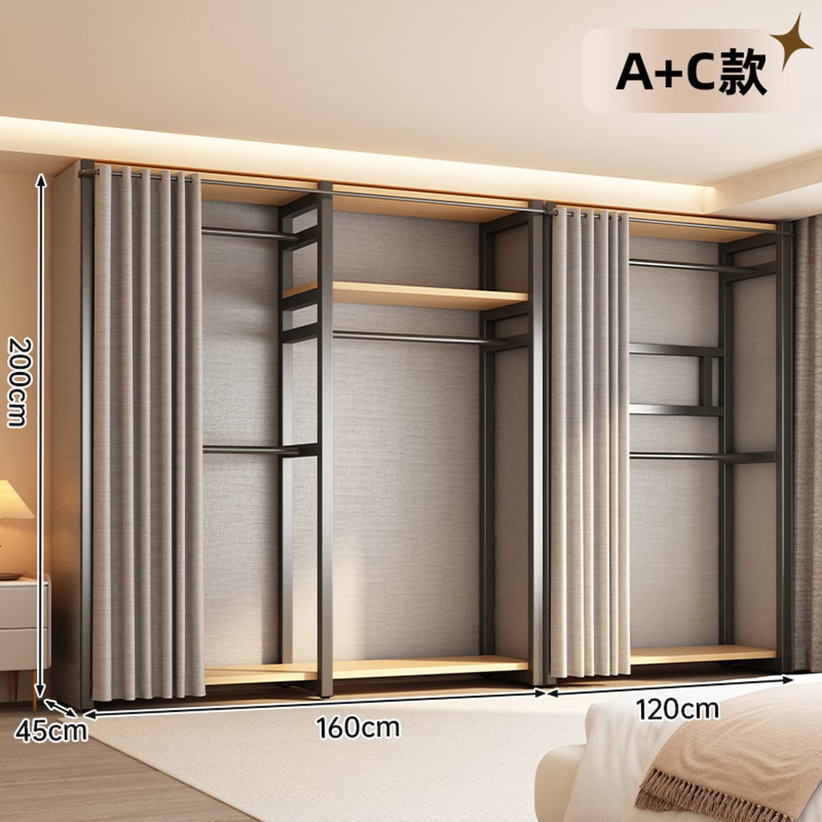 Открытый шкаф для дома, спальни, металлический каркас, гардеробная, стальной шкаф, новая горячая модель 2025 года для...