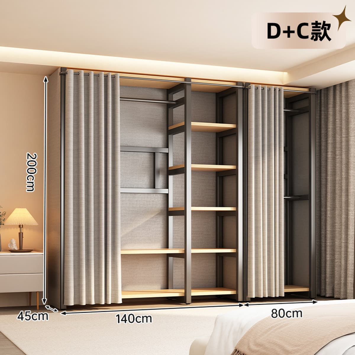 Открытый шкаф для дома, спальни, металлический каркас, гардеробная, стальной шкаф, новая горячая модель 2025 года для...