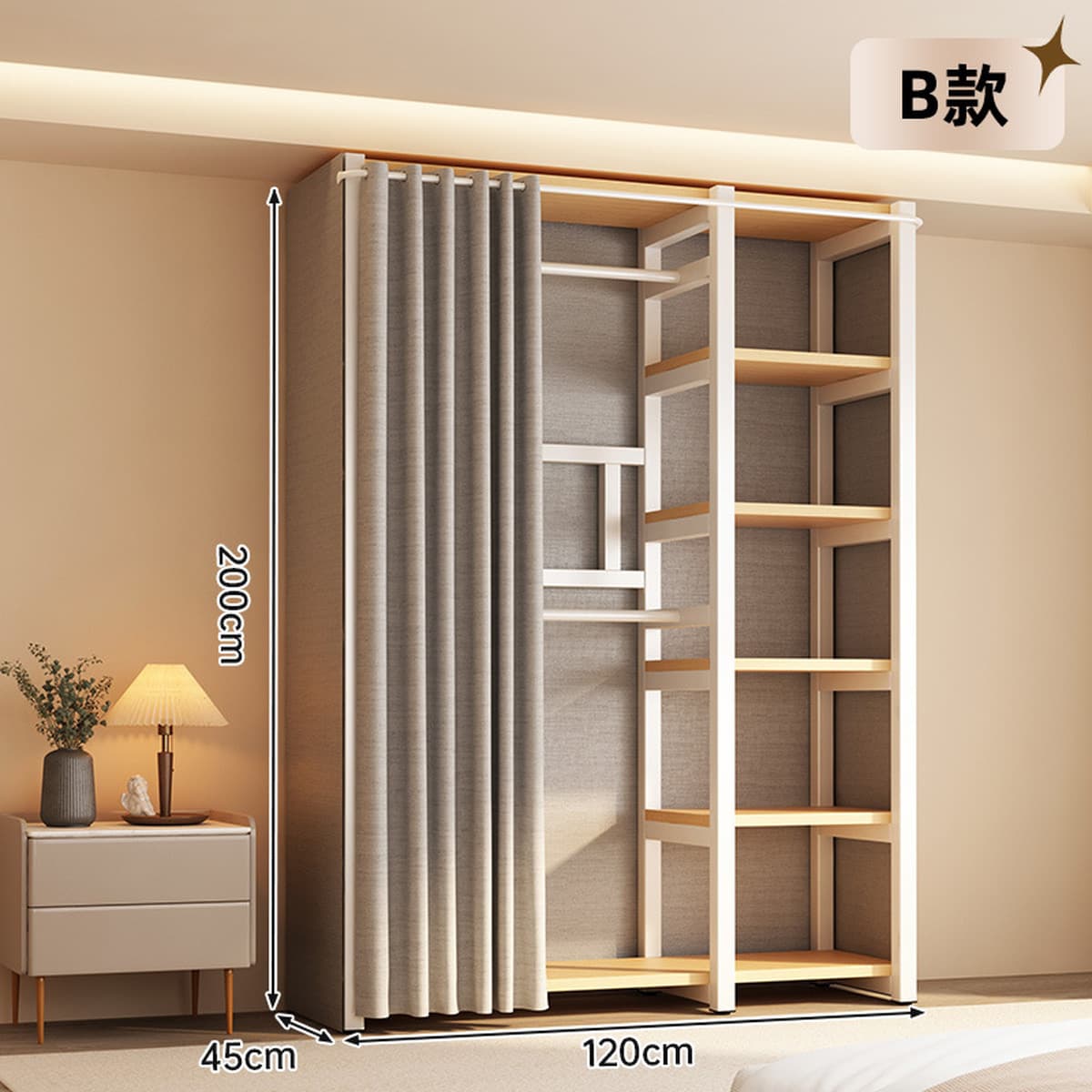 Открытый шкаф для дома, спальни, металлический каркас, гардеробная, стальной шкаф, новая горячая модель 2025 года для...