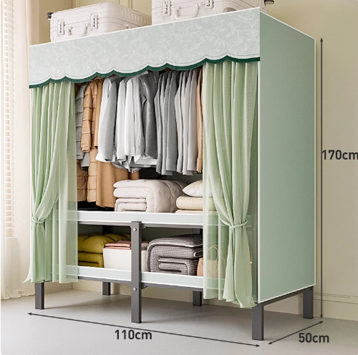 Шкаф Домашняя спальня без установки Простой складной стальной каркас для хранения шкаф прочный и прочный тканый шкаф для...