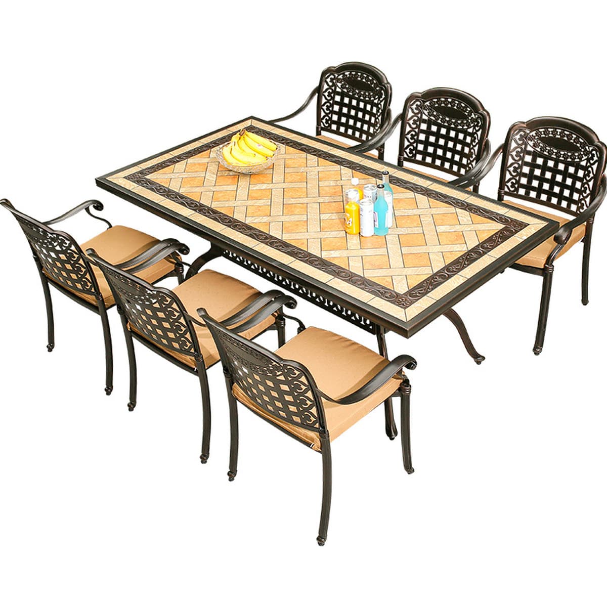 Уличные столы и стулья, садовые столы и стулья из литого алюминия во дворе, уличный водонепроницаемый солнцезащитный стол и...