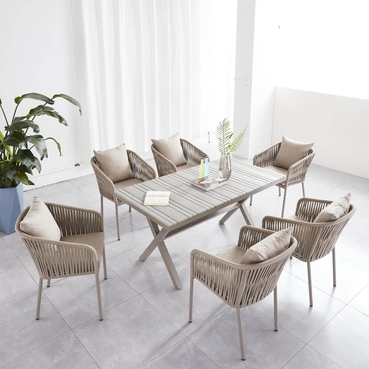 Наружные столы и стулья для внутреннего двора Канатные стулья для отдыха скамейки для мебели Вилла сад пластиковые...