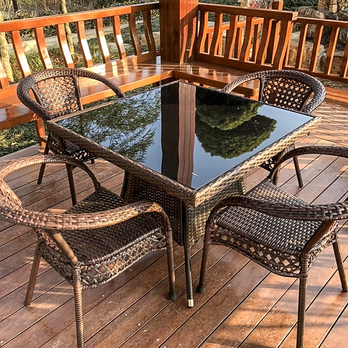 Комбинация чайного стола и стульев Открытый внутренний дворик Терраса Сад Открытый отдых Балкон Стул Водонепроницаемый стол