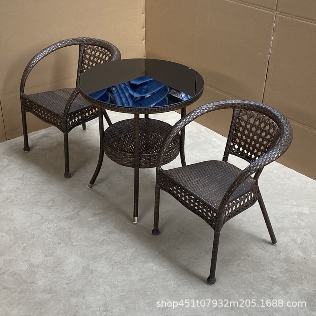 Комбинация чайного стола и стульев Открытый внутренний дворик Терраса Сад Открытый отдых Балкон Стул Водонепроницаемый стол