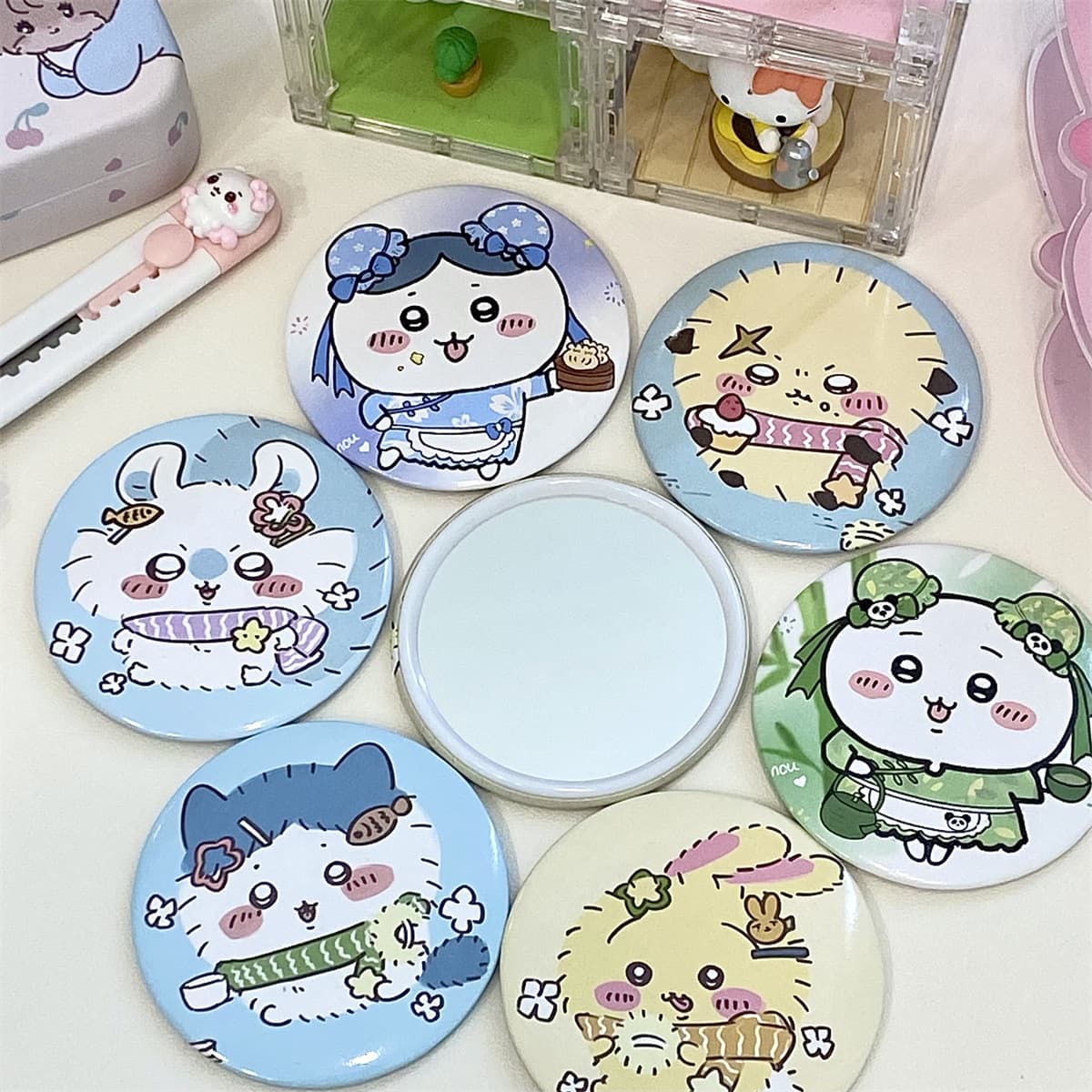 Мультфильм Джи Кава маленькое круглое зеркало Усаки портативное маленькое зеркало