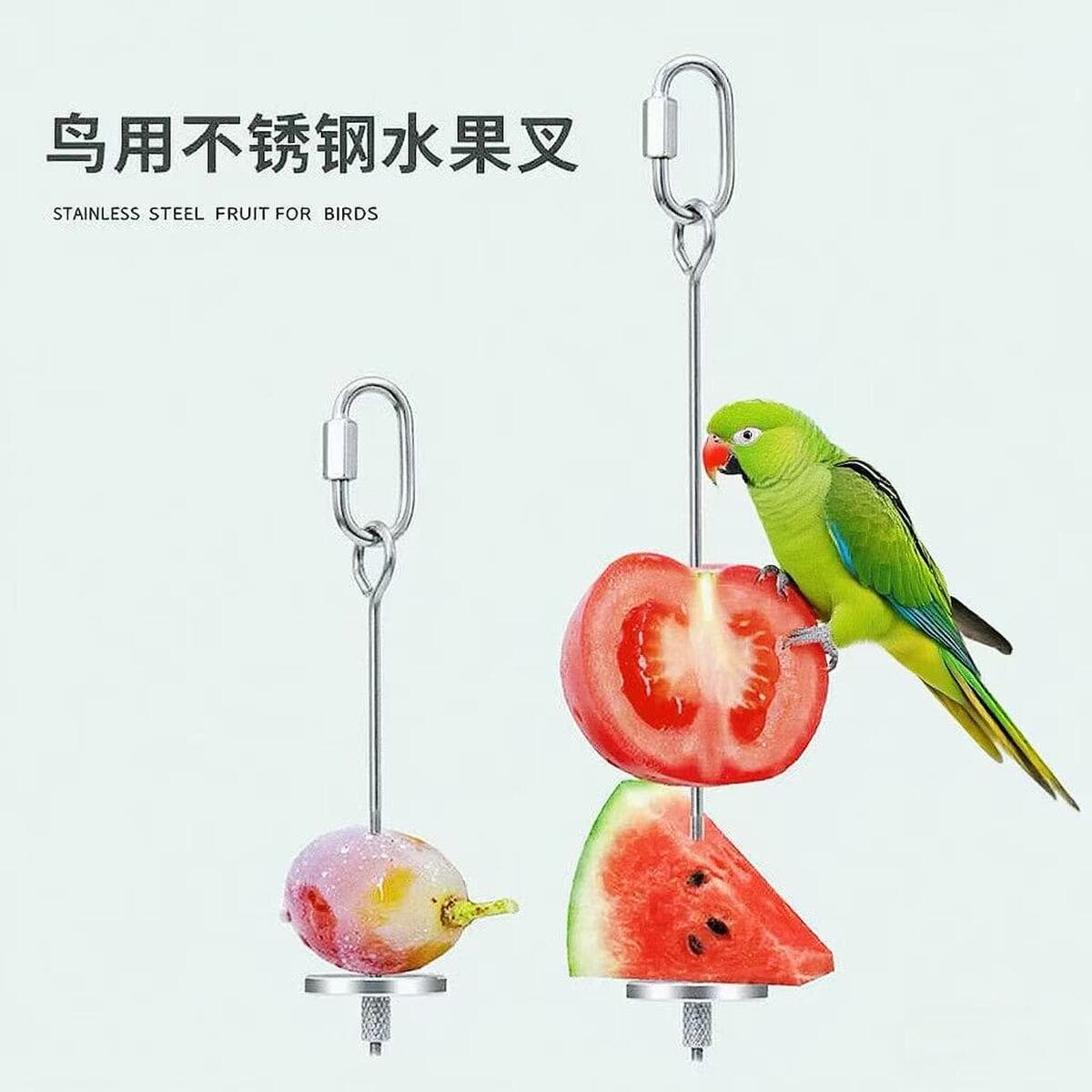 Вилка для фруктов из нержавеющей стали с попугаем, вилка для кукурузы и яблока, принадлежности для домашних животных,...