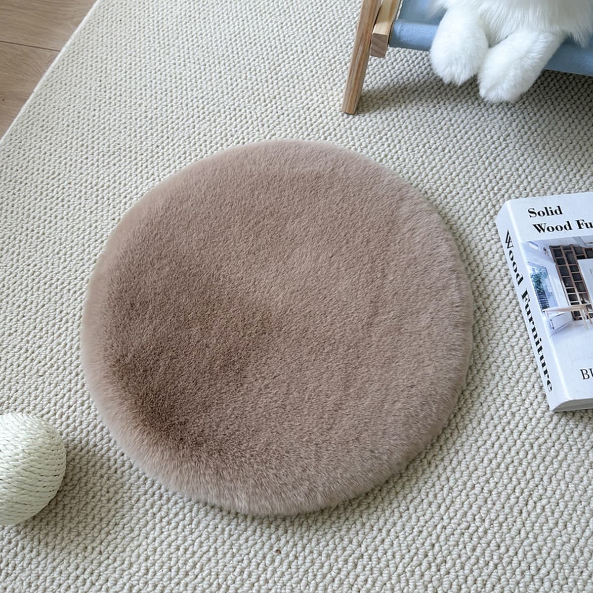 Круглый коврик для кошачьего гнезда, коврик из искусственного кроличьего меха, лежанка для питомца, спальный коврик, подушка...