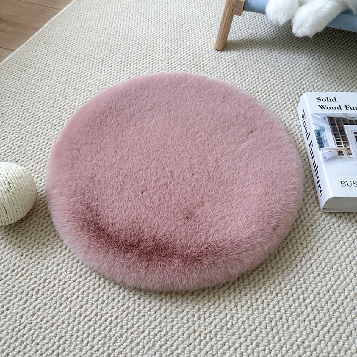 Круглый коврик для кошачьего гнезда, коврик из искусственного кроличьего меха, лежанка для питомца, спальный коврик, подушка...