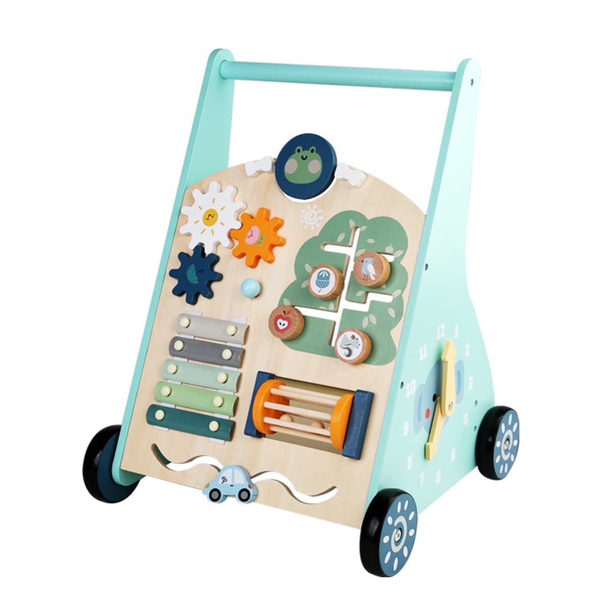 Детский деревянный многофункциональный ходунок-пианино для раннего развития, с защитой от опрокидывания, с ручкой для...