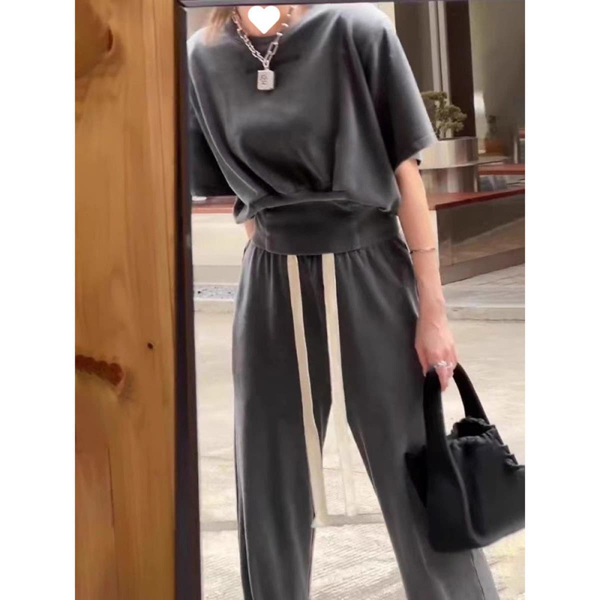 Женский спортивный костюм в стиле Salt, летний свободный корейский модный комплект из чистого хлопка с короткими рукавами и...