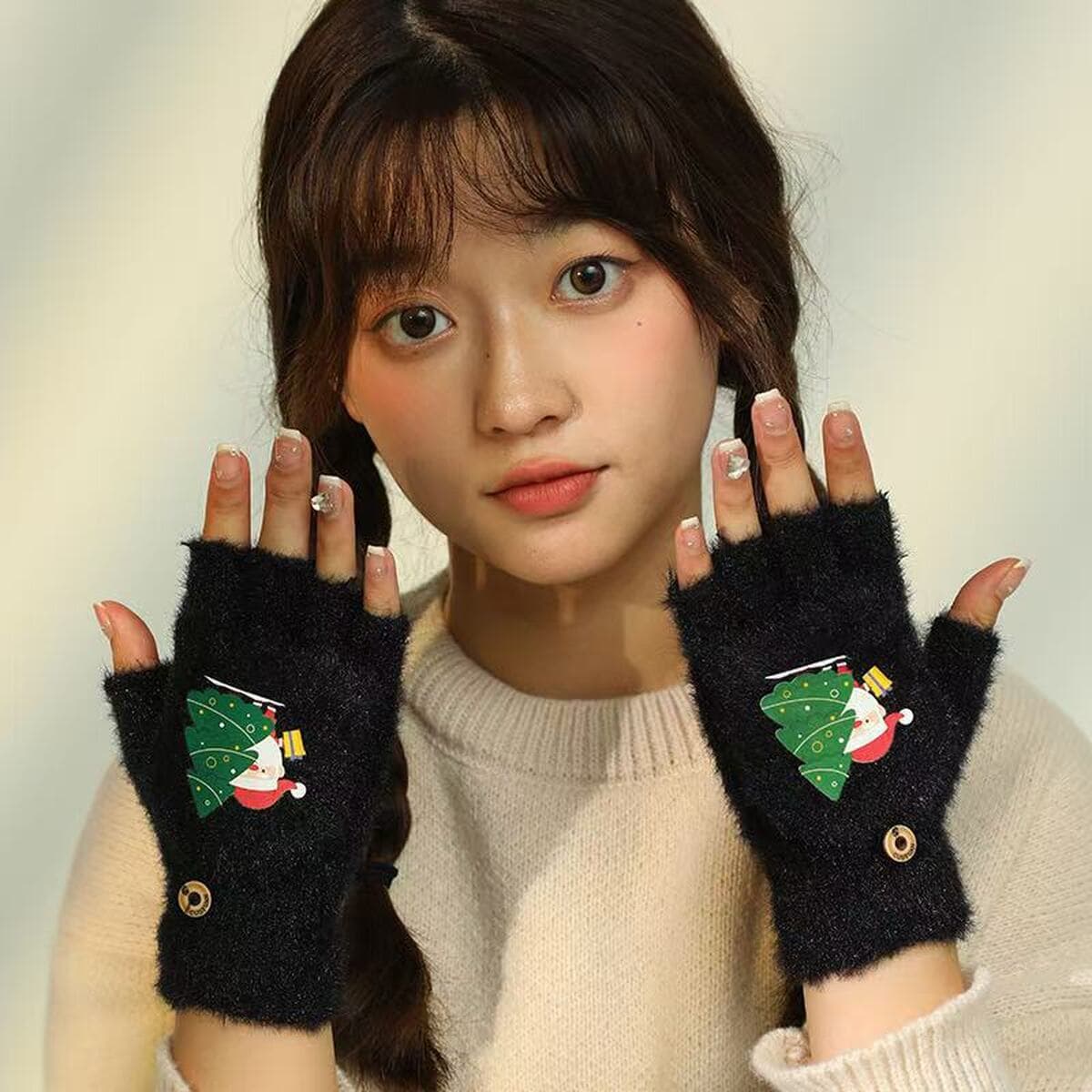 Новые зимние плюшевые полуперчатки с откидной крышкой, теплые, утолщенные, из искусственного меха норки, вязаные, для...