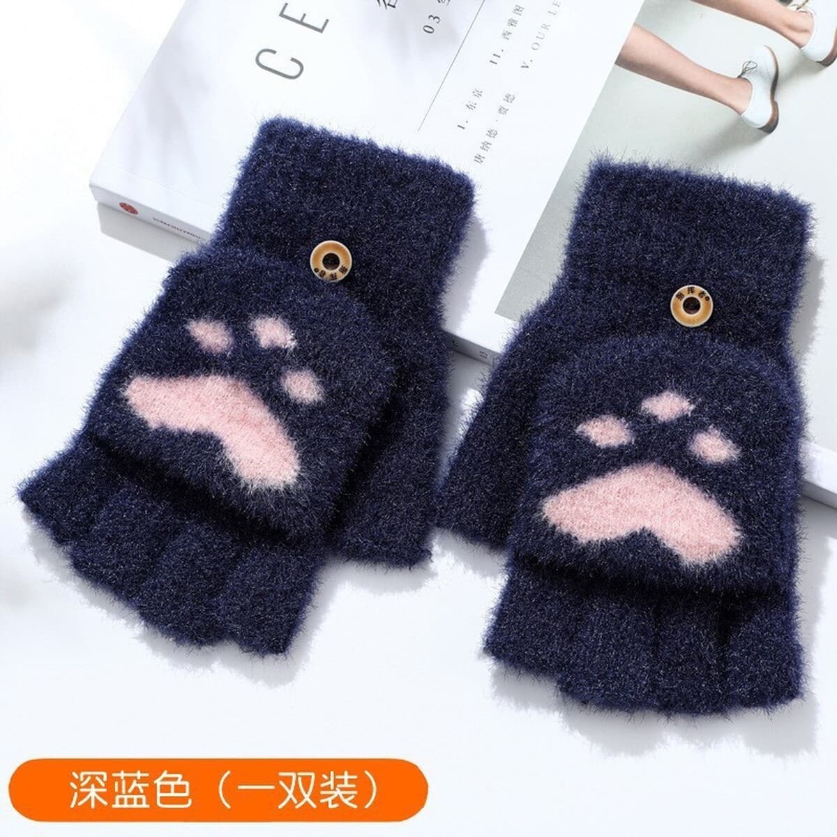 Новые зимние плюшевые полуперчатки с откидной крышкой, теплые, утолщенные, из искусственного меха норки, вязаные, для...