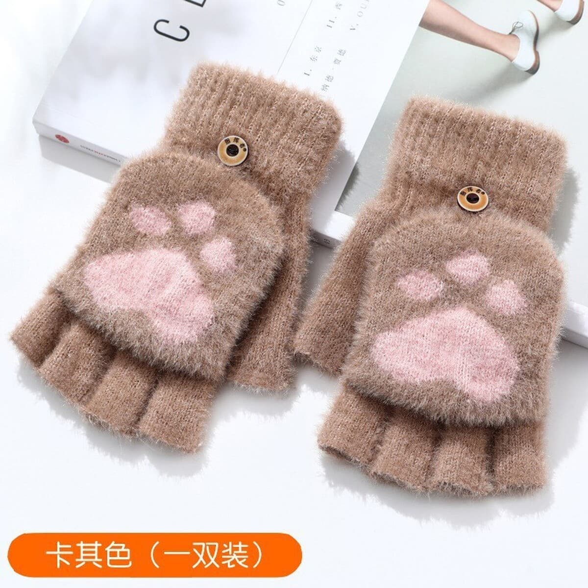 Новые зимние плюшевые полуперчатки с откидной крышкой, теплые, утолщенные, из искусственного меха норки, вязаные, для...