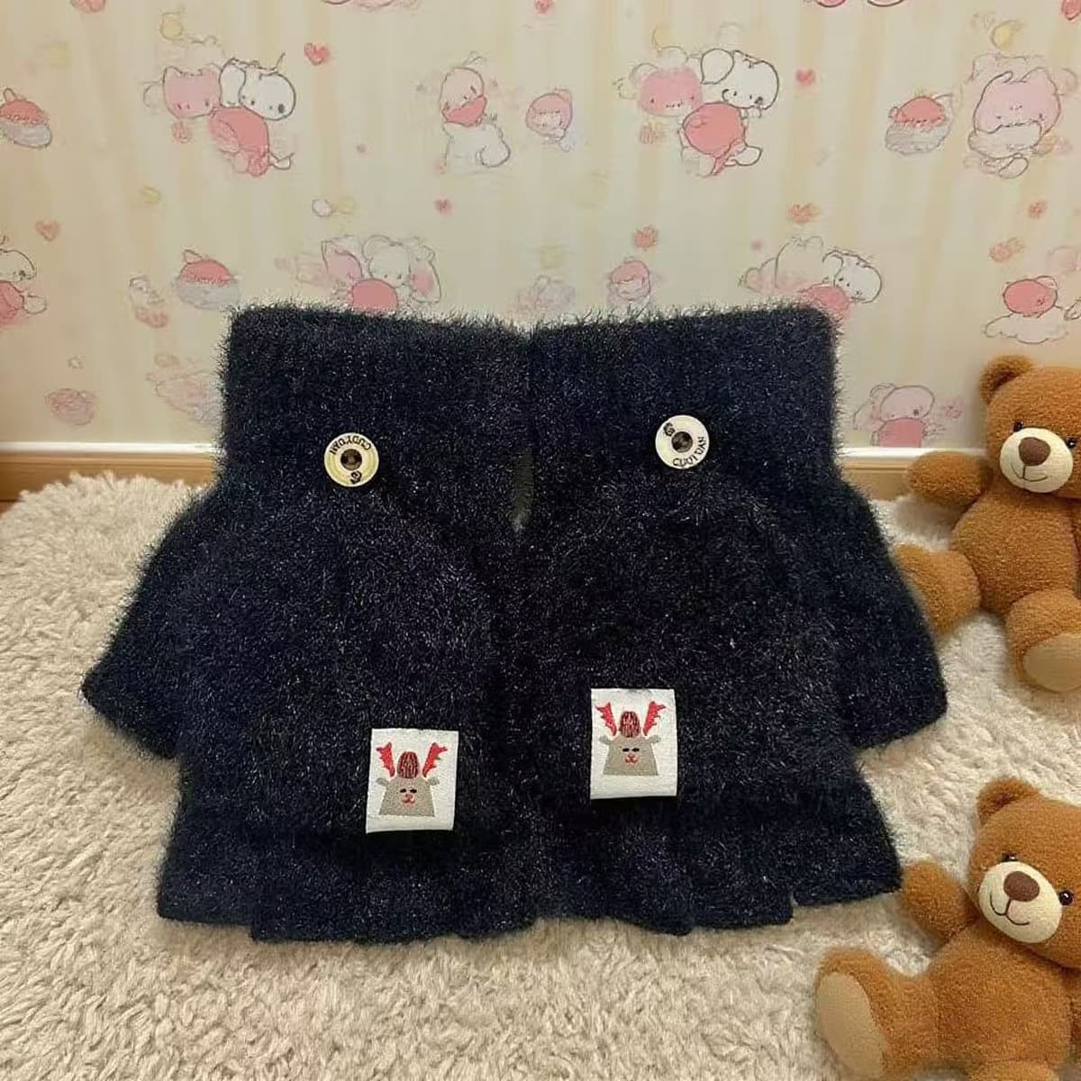 Новые зимние плюшевые полуперчатки с откидной крышкой, теплые, утолщенные, из искусственного меха норки, вязаные, для...