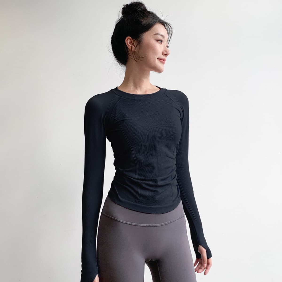 Одежда для йоги, спортивные топы для женщин, весенняя эластичная одежда с круглым вырезом для похудения, профессиональная...