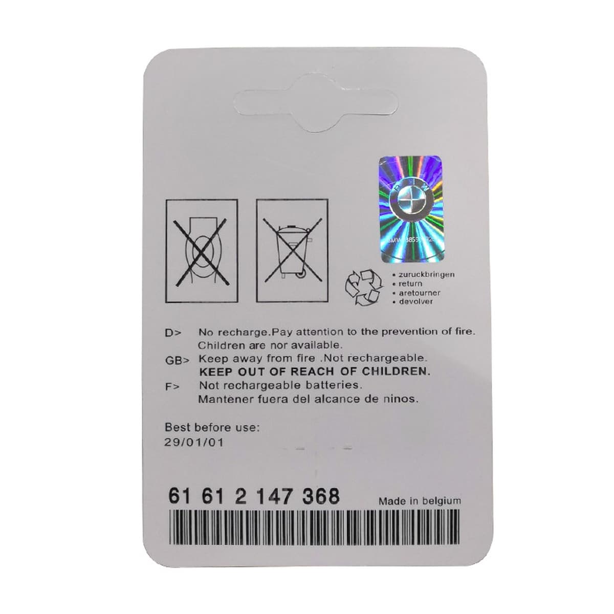 Оригинальный импортный BMW Новый X1 Новый X3 лезвие X5 X6 автомобильный пульт дистанционного ключа батарея CR2032