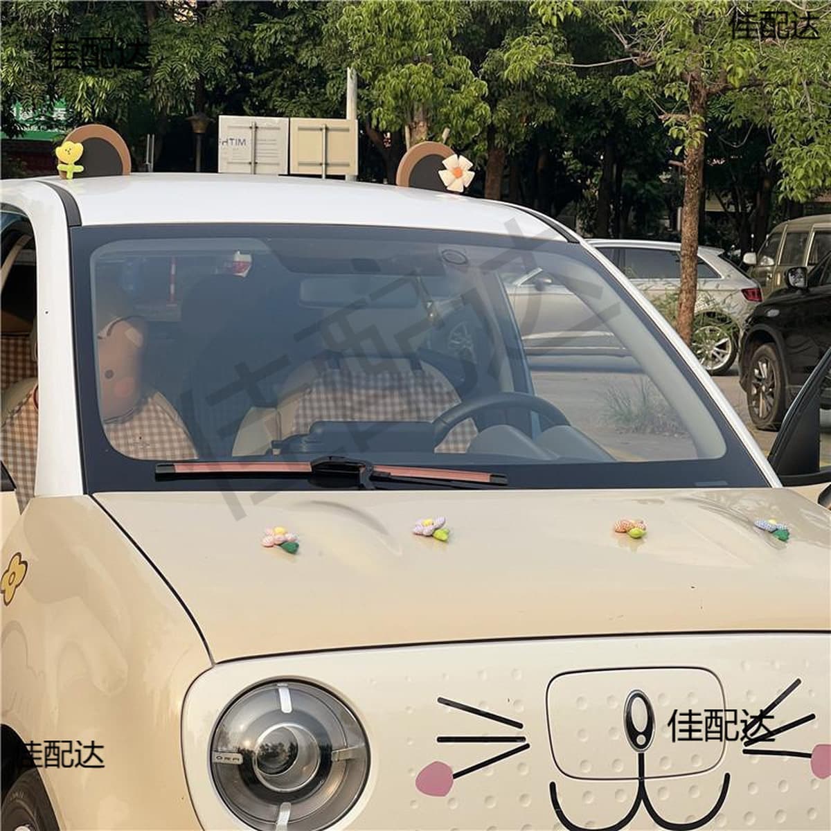 Украшение крыши автомобиля, милое мультяшное украшение наружной части автомобиля с медвежьими ушками, индивидуальное внешнее...