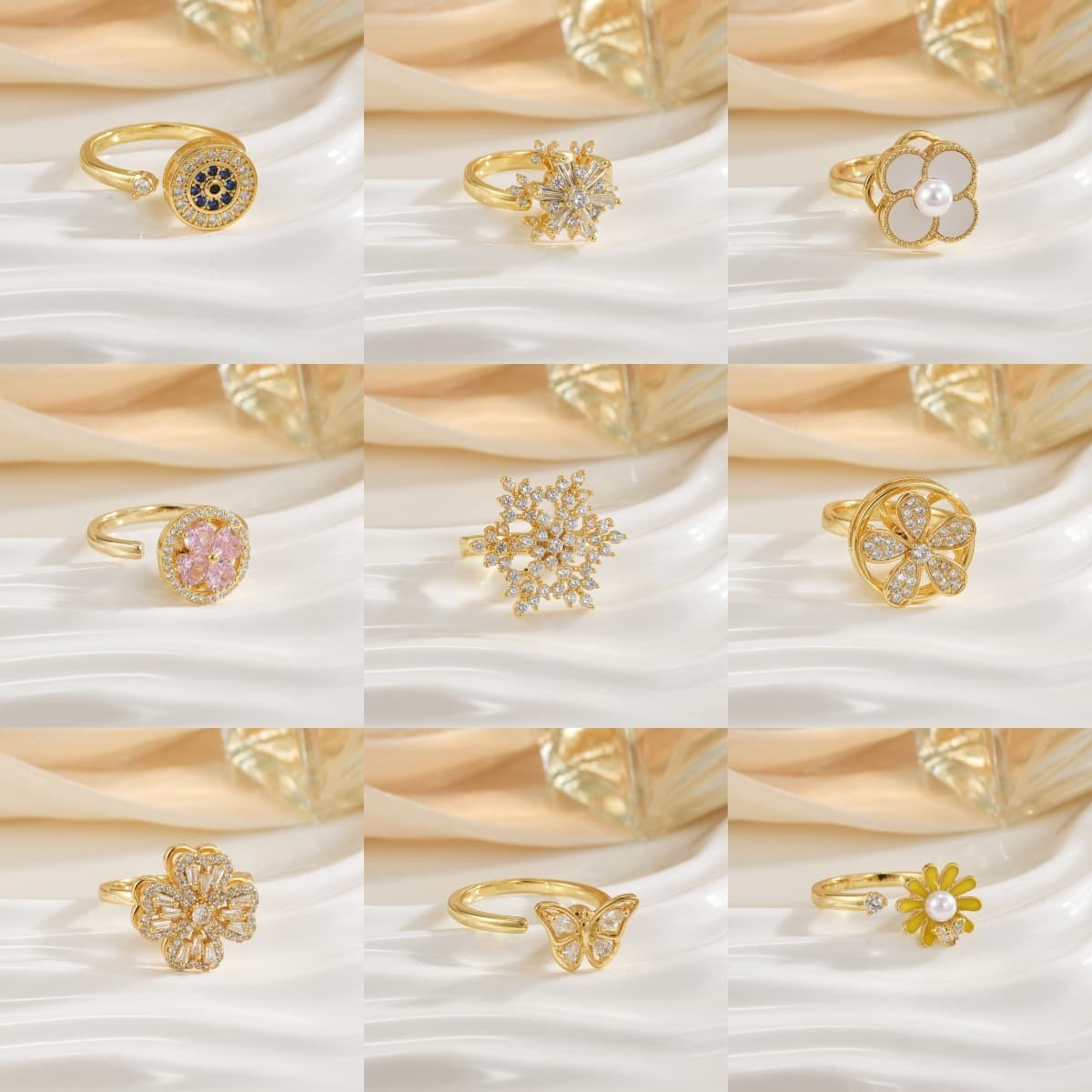 Вращающееся кольцо в европейском и американском стиле для женщин с микроинкрустацией цирконом, элегантное и изысканное,...