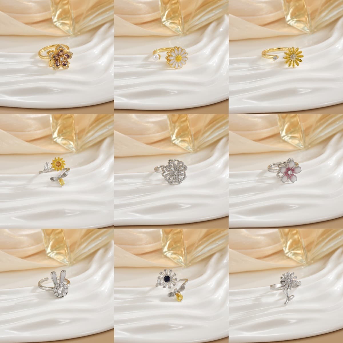 Вращающееся кольцо в европейском и американском стиле для женщин с микроинкрустацией цирконом, элегантное и изысканное,...