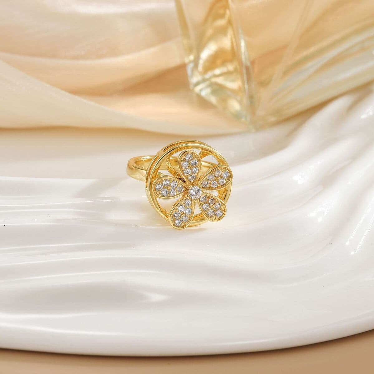 Вращающееся кольцо в европейском и американском стиле для женщин с микроинкрустацией цирконом, элегантное и изысканное,...