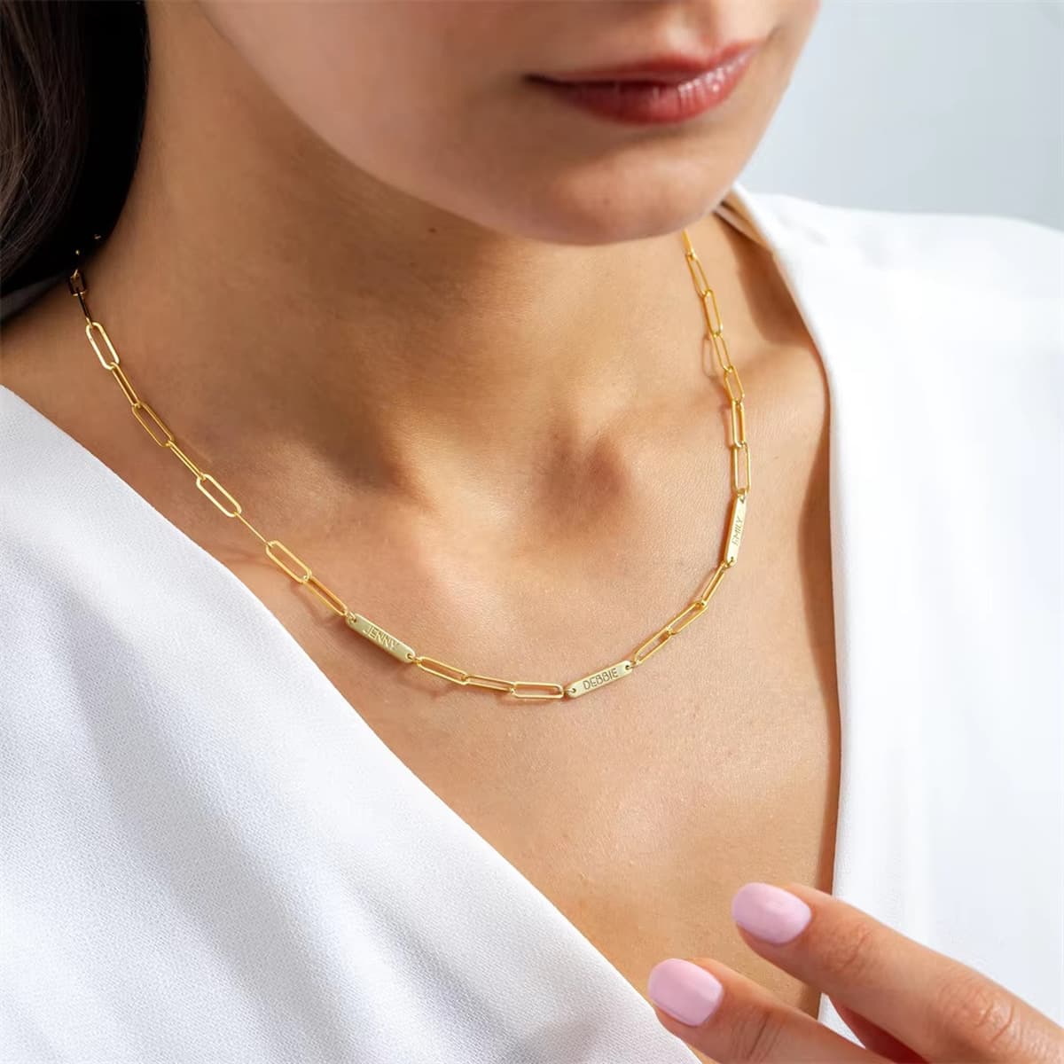 Европейское и американское овальное ожерелье из нержавеющей стали для женщин, с возможностью индивидуальной гравировки,...