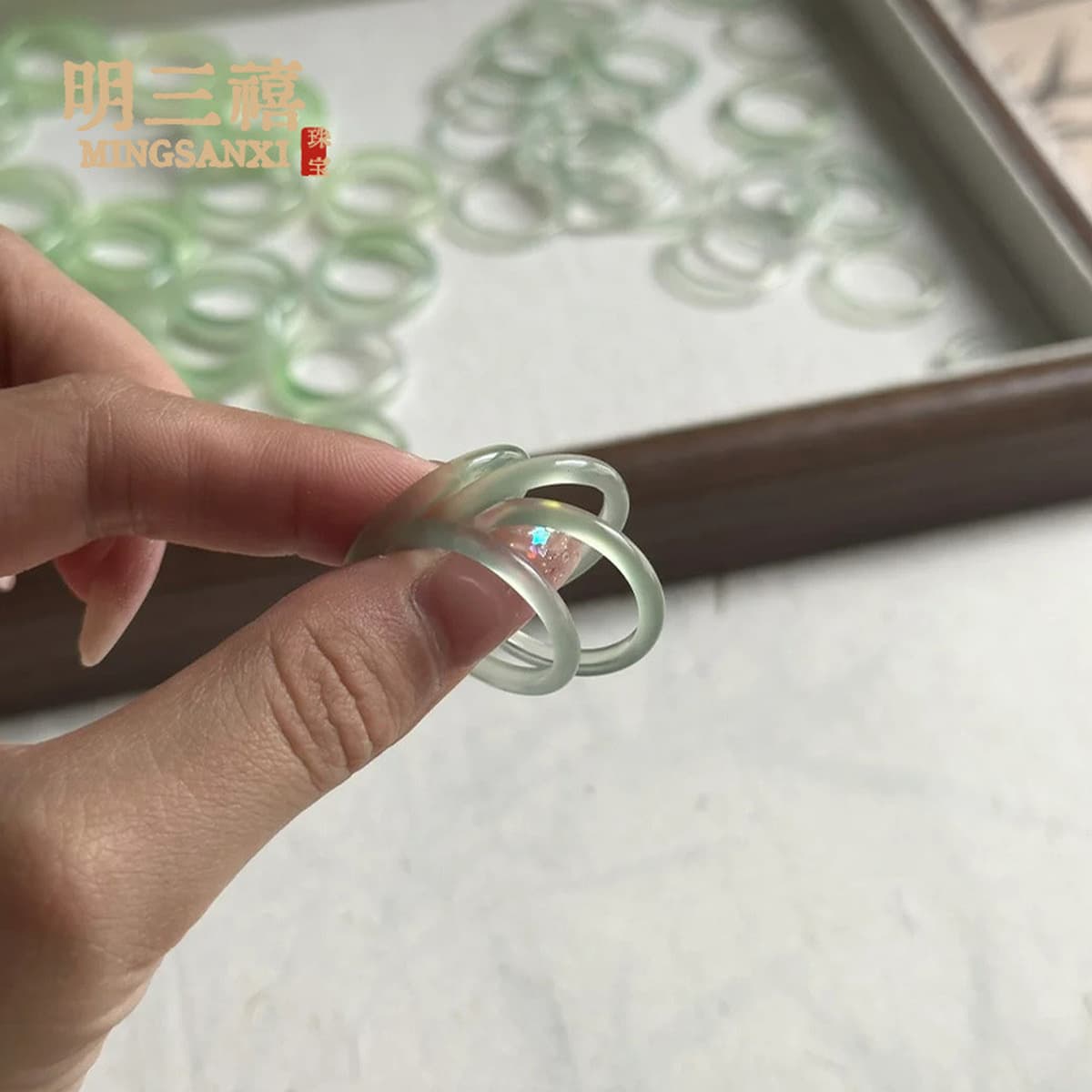 Лошадь с вегетарианским конским белым льдом натуральный высокий лед Мадагаскар халцедонное кольцо кольцо кольцо для мужчин и...