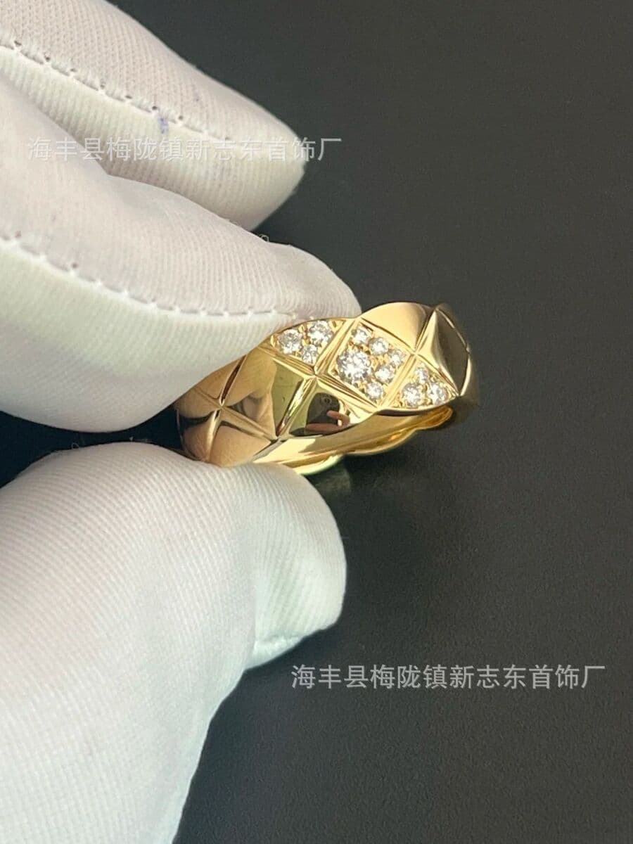 Xiangjia Высокая версия Узкая версия Широкая версия Кольцо на палец с покрытием из 18-каратного золота Коко Ромб без сверла...
