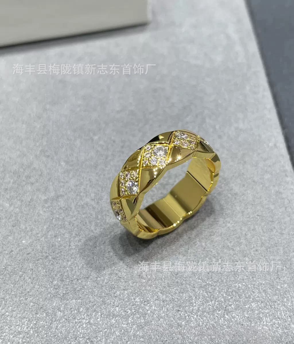 Xiangjia Высокая версия Узкая версия Широкая версия Кольцо на палец с покрытием из 18-каратного золота Коко Ромб без сверла...